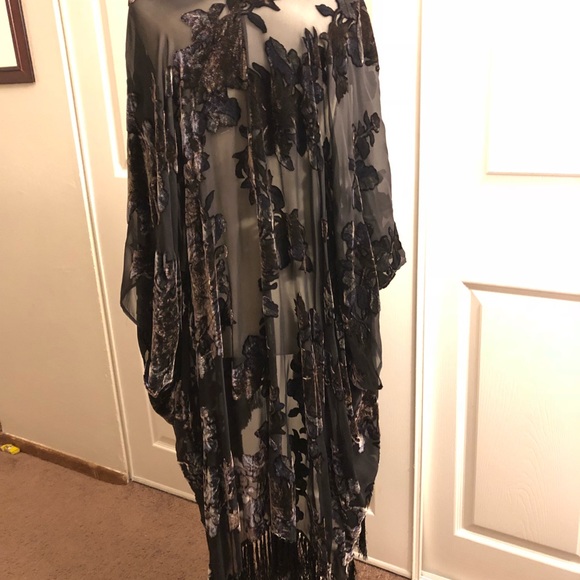 ♦️SOLD EBAY!♦️Vintage Velvet Silk Kimono Caftan OS - Picture 4 of 8